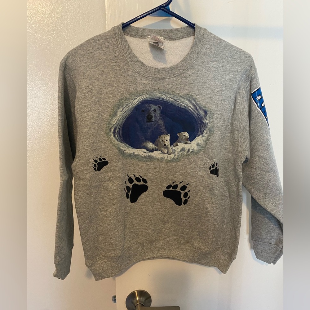 Vintage Gray Polar Bear Print kids Sweatshirt